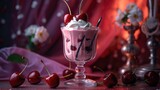 Cherry Milkshake  - food photography - made with Generative AI tools