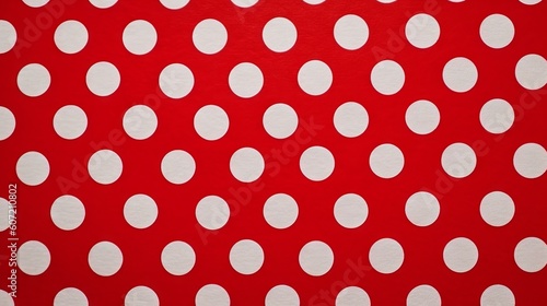 A vibrant red background with white polka dots pattern. Generative AI