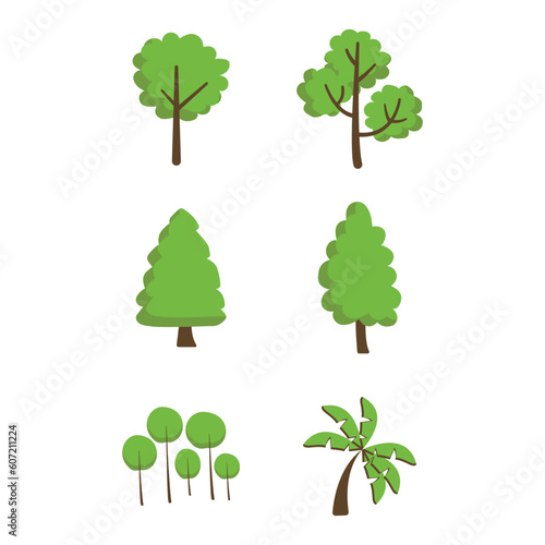 Collection of various green tree vector Collection of green tree vector icons cute for design or illustration
