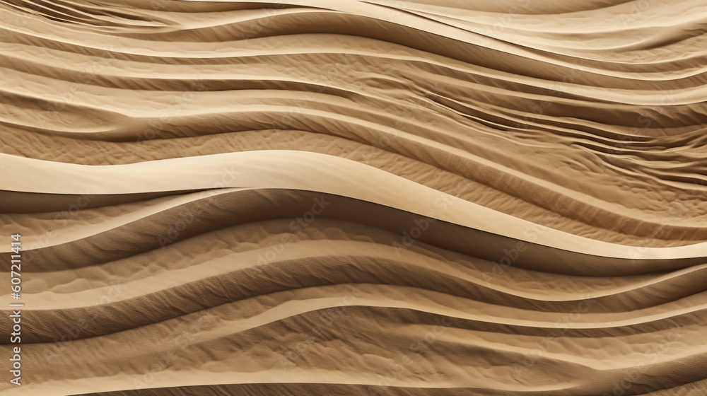Fototapeta premium A sandy landscape with patterns and textures formed by the wind. Generative AI