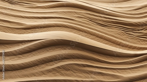 A sandy landscape with patterns and textures formed by the wind. Generative AI