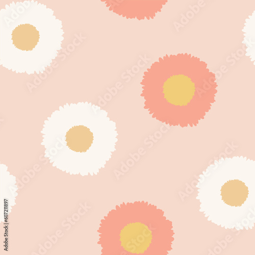 Kwiatowy wzór wektorowy. Stokrotki na jasnym tle. Prosty design do wykorzystania na tkaninach lub w innych projektach.