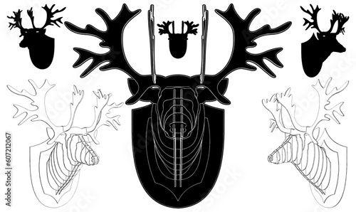Wall Moose Head Vector. Illustration Isolated On White Background. A Vector Illustration Of Wall Moose Head Decoration.