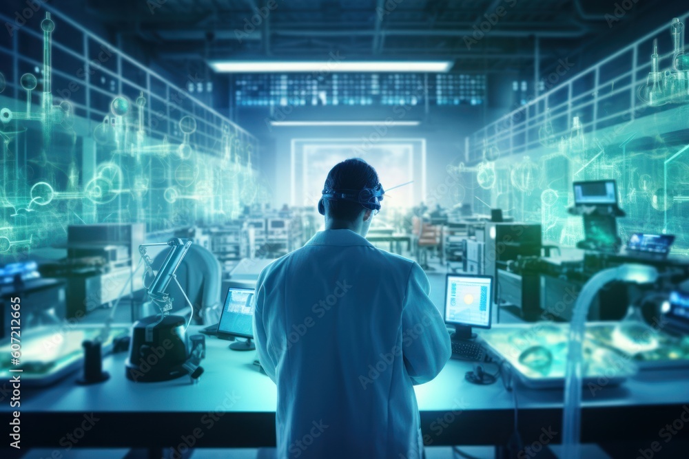 A man observing medical images on display. Generative AI A man observing medical images on display. Generative AI