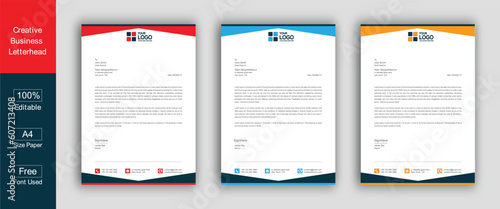 Modern Business Professional Red, Blue, Black Letterhead Design Design.