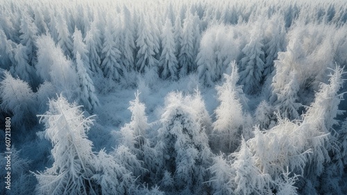 Beautiful forest at winter Generative AI