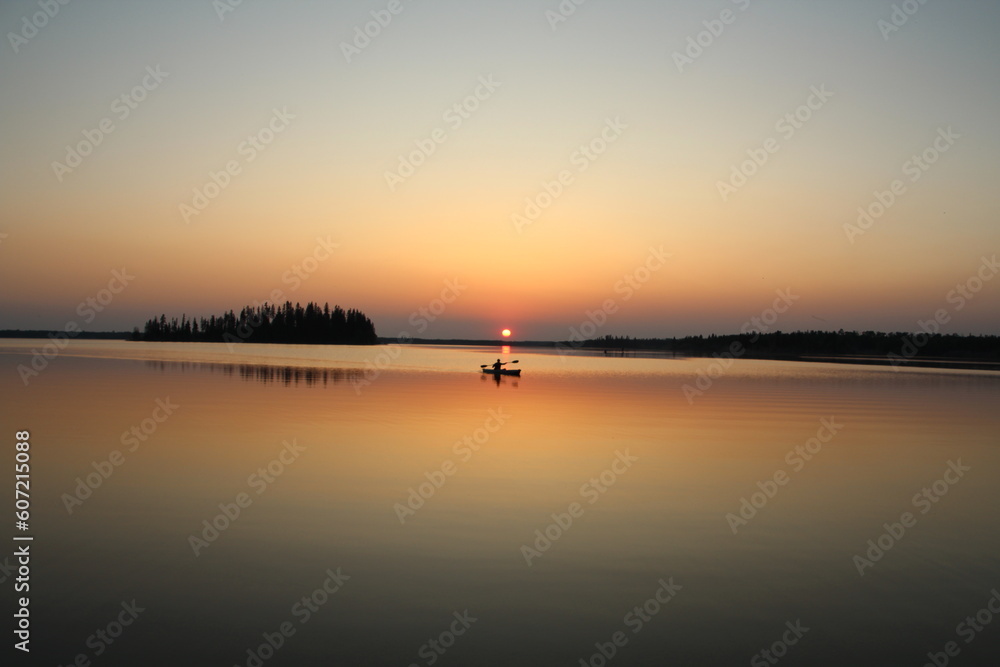 Boating In The Sunset, Elk Island National Park, Alberta