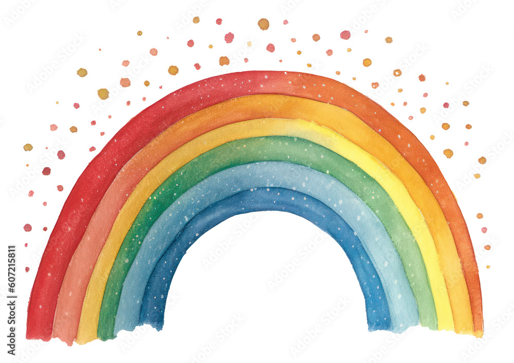 Fototapeta premium Watercolor hand painted rainbow isolated. Generative AI.