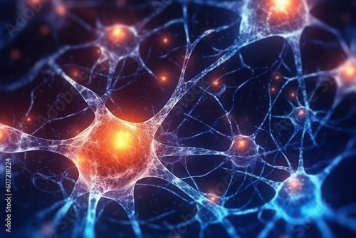 active nerve cells Neural networks and electrical activity of neurons. Neurology. Neurology. Brain activity. nervous system and impulses microbiology concept Generated with AI