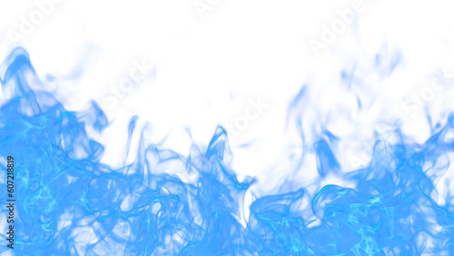 Fiery Aesthetics Magical Blue Fire Flames - 3D Rendering - Transparent Background