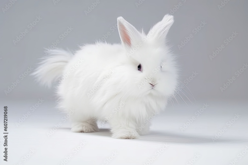cute white rabbit standing on a blank background Generative AI cute white rabbit standing on a blank background Generative AI