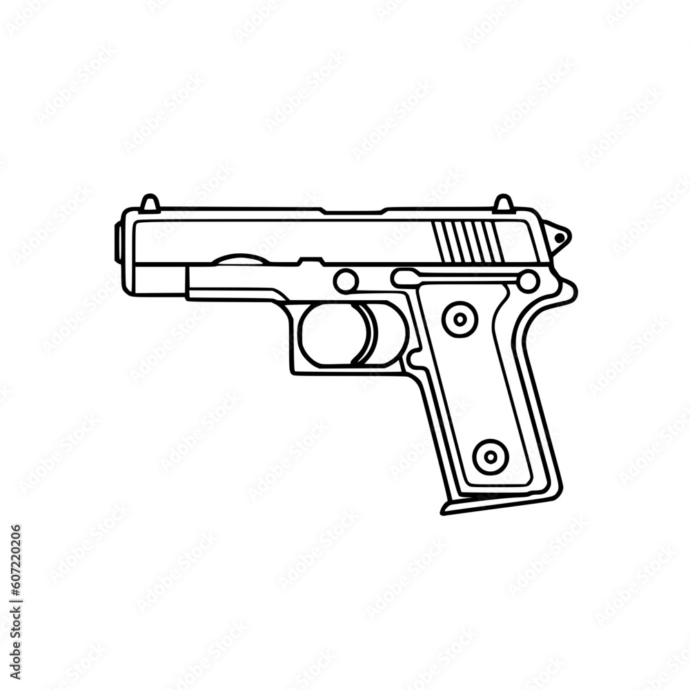 Pistol vector illustration isolated on transparent background