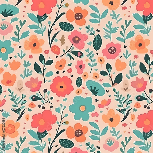 Cute Flowers Seamless Pattern Illustration