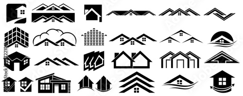 set real estate icon logo. Property symbol design vector illustration