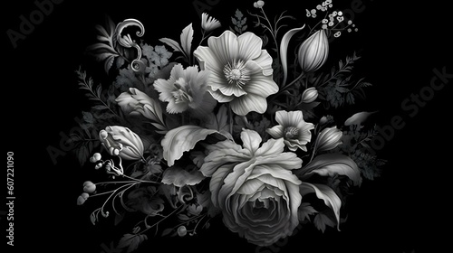 美しく神秘的なモノクロの花の世界