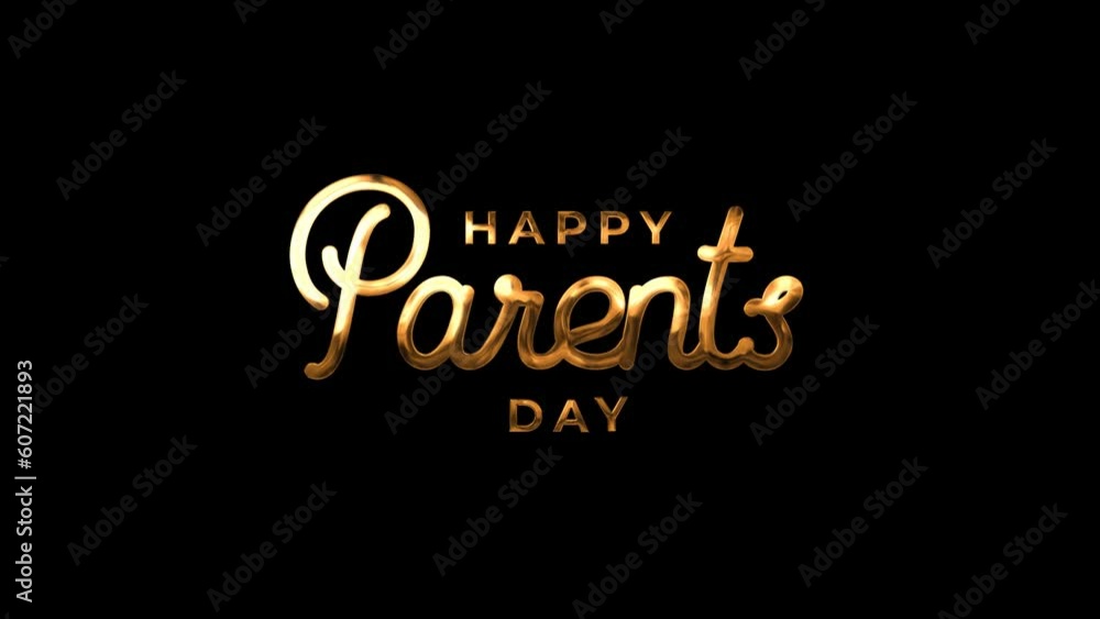 Happy Parents Day Text Animation in gold color on black background. Parents Day Concept. With the use of typography elements, calligraphy, Handwriting and lettering. Happy Parents Day Text Animation in gold color on black background. Parents Day Concept. With the use of typography elements, calligraphy, Handwriting and lettering.