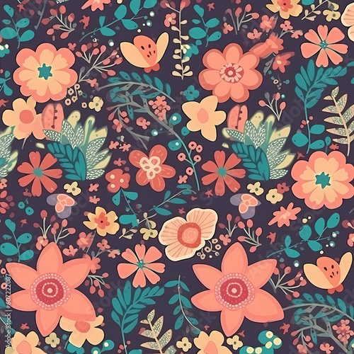 Cute Flowers Seamless Pattern Illustration