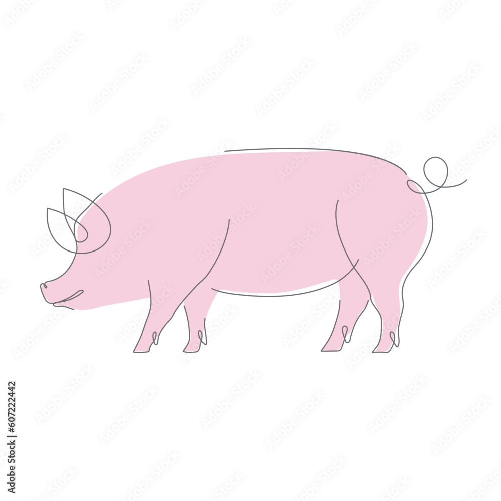 Pig in one line logo icon. Pig continous line art icon vector. Abstract vector linear illustration of pig. pork vector icon. line art. Vector illustration Pig in one line logo icon. Pig continous line art icon vector. Abstract vector linear illustration of pig. pork vector icon. line art. Vector illustration