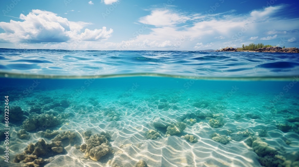 clear underwater scene with reef Generative AI clear underwater scene with reef Generative AI
