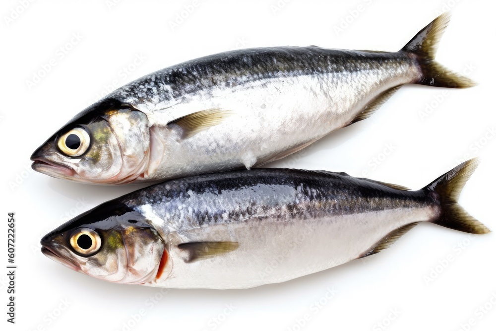 two colorful fish swimming together in a clear blue ocean Generative AI two colorful fish swimming together in a clear blue ocean Generative AI