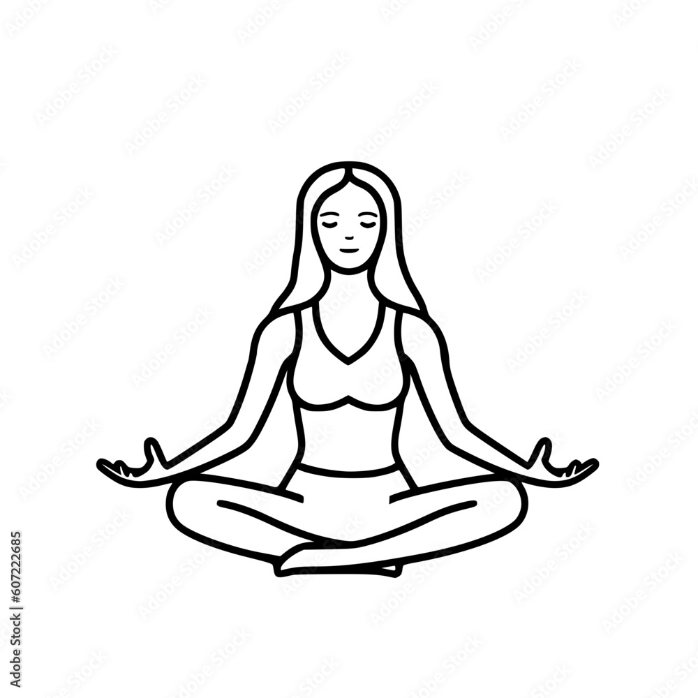 Girl who meditates vector illustration isolated on transparent background Girl who meditates vector illustration isolated on transparent background