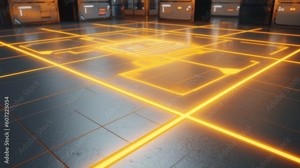 Futuristic marble floor with lighting Generative AI Futuristic marble floor with lighting Generative AI