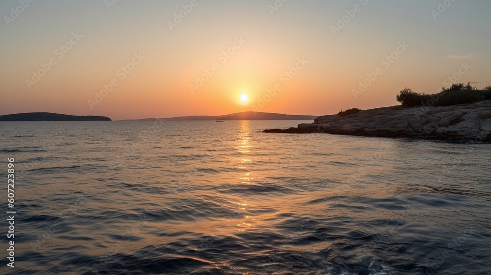 Beautiful sunset over the sea Generative AI