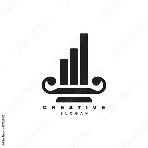 Growth progress ancient Greece pillar column logo design for your brand or business