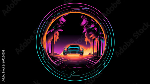 Retroflux Velocity: A Hyperkinetic Neon Dreamscape with a Concept Car Racing Through Time, Channeling the Nostalgic Vibrance of the Eighties, Masterfully Rendered by Generative AI
 photo