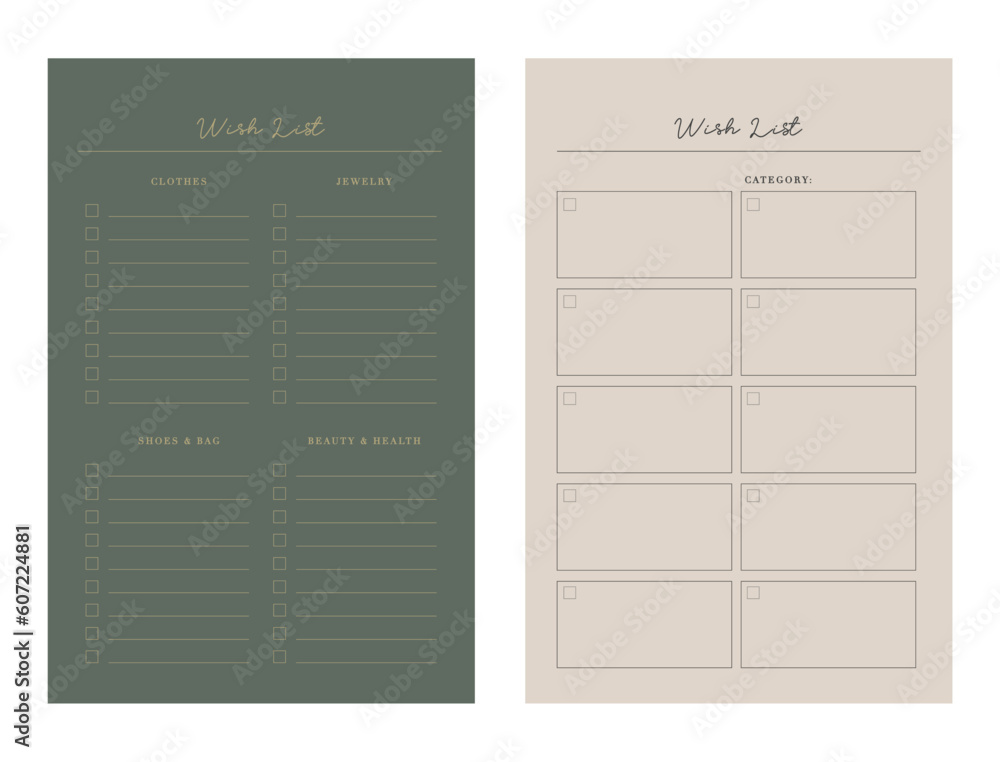 set of Wish List Planner.