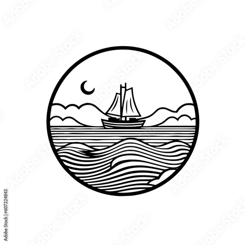 Seascape vector illustration isolated on transparent background