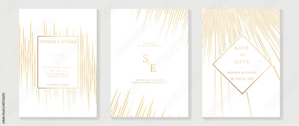 Luxury wedding invitation card background vector. Golden elegant ...