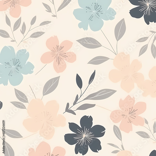 Minimalist Pastel Flower Seamless Pattern Illustration 