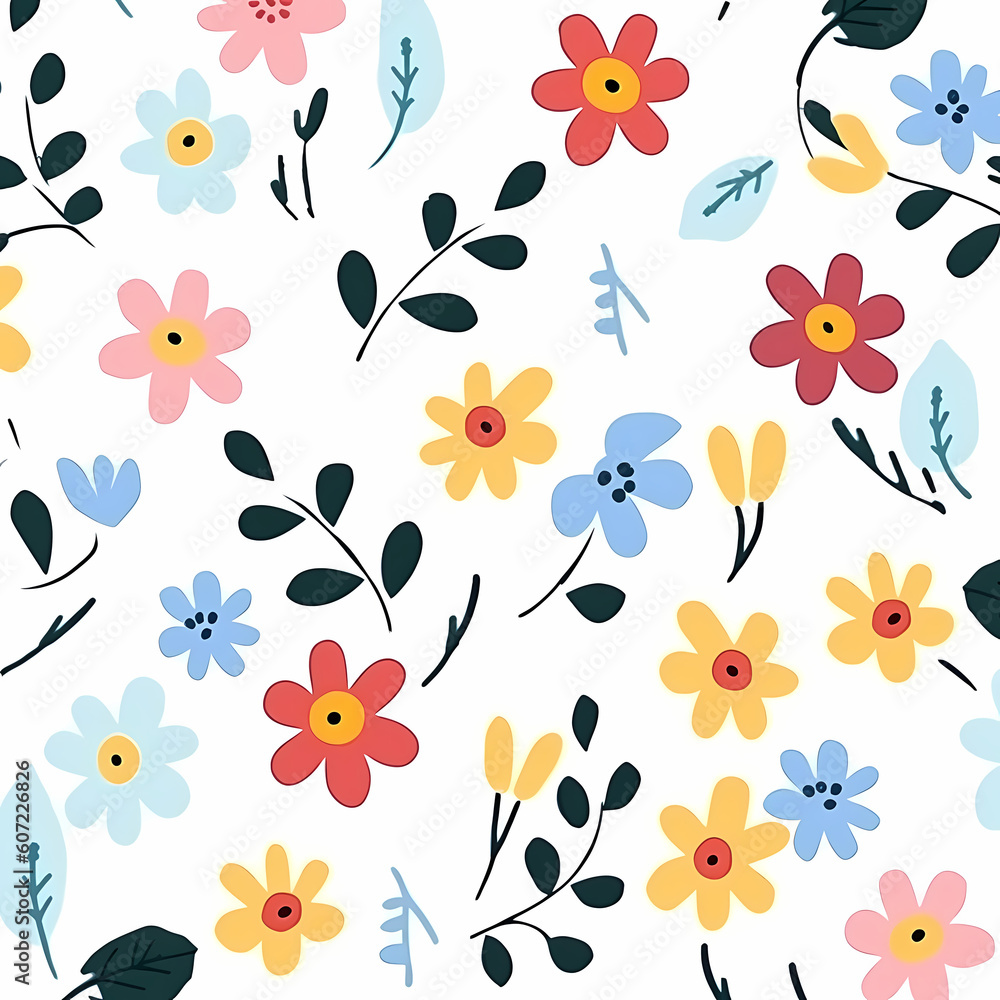 Simple Flower Pattern On White Background Illustration