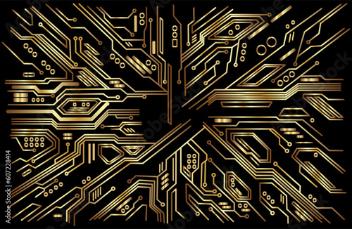 Foto Background of modern interconnected circuit board digital technology pattern chi