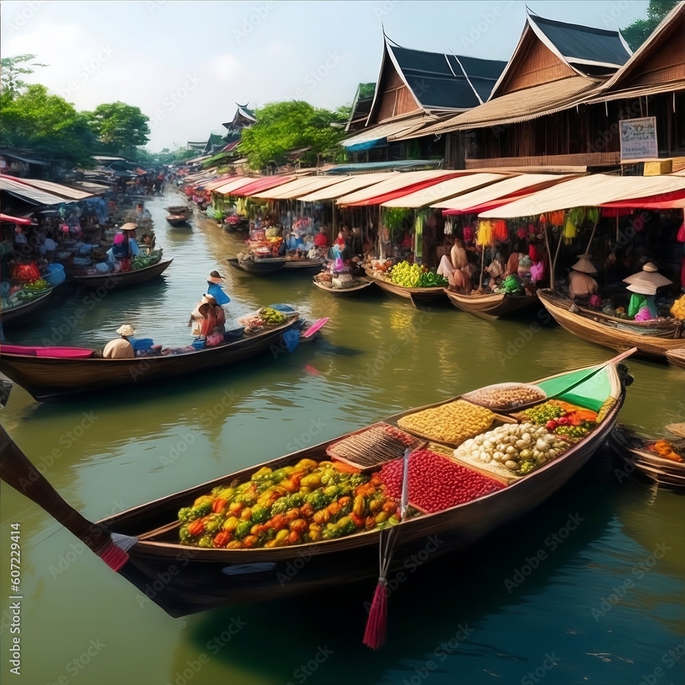 Obraz premium floating market in thailand.