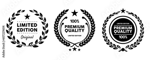 Limited edition premium quality emblem seal circle collection set black and white badge star circle wreath