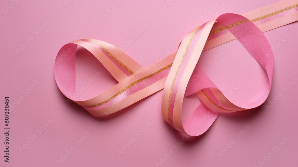Pink ribbons with pink background Generative AI Pink ribbons with pink background Generative AI