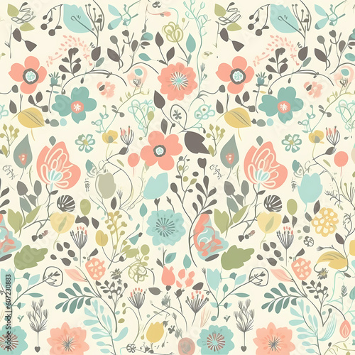 Floral Pattern Pastel Colors Illustration