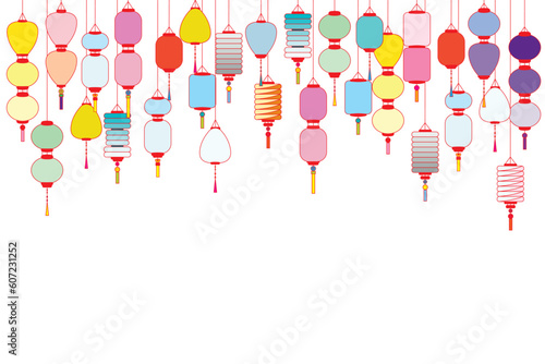 Illustration, Chinese lantern on white background.