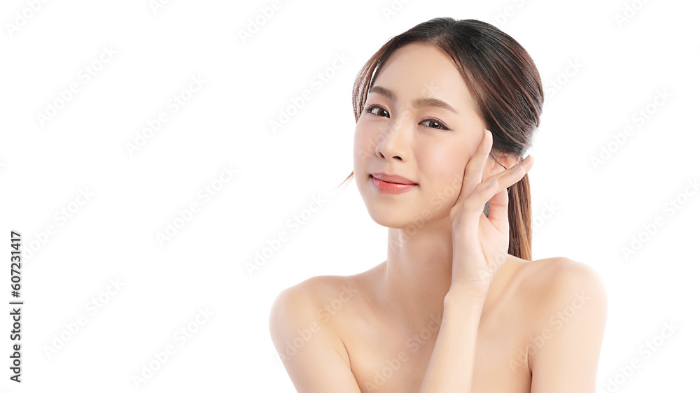 Beautiful young asian woman with clean fresh skin on white background, Face care, Facial treatment, Cosmetology, beauty and spa, Asian women portrait. Beautiful young asian woman with clean fresh skin on white background, Face care, Facial treatment, Cosmetology, beauty and spa, Asian women portrait.