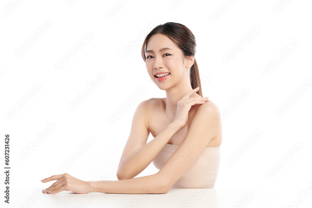 Beautiful young asian woman with clean fresh skin on white background, Face care, Facial treatment, Cosmetology, beauty and spa, Asian women portrait. Beautiful young asian woman with clean fresh skin on white background, Face care, Facial treatment, Cosmetology, beauty and spa, Asian women portrait.