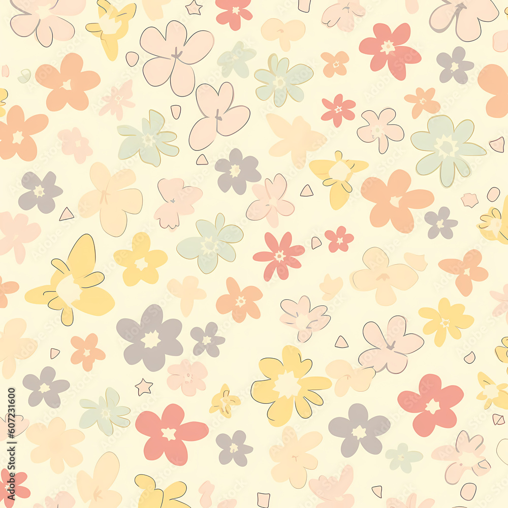 Pretty Floral Background Pastel Colors Illustration