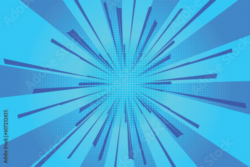Abstract dots pop art comic book style retro background with exploding rays