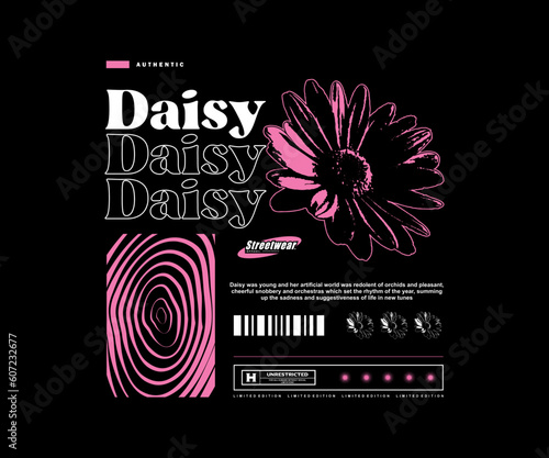 Aesthetic illustration of daisy flower t shirt design, vector graphic, typographic poster or tshirts street wear and Urban style