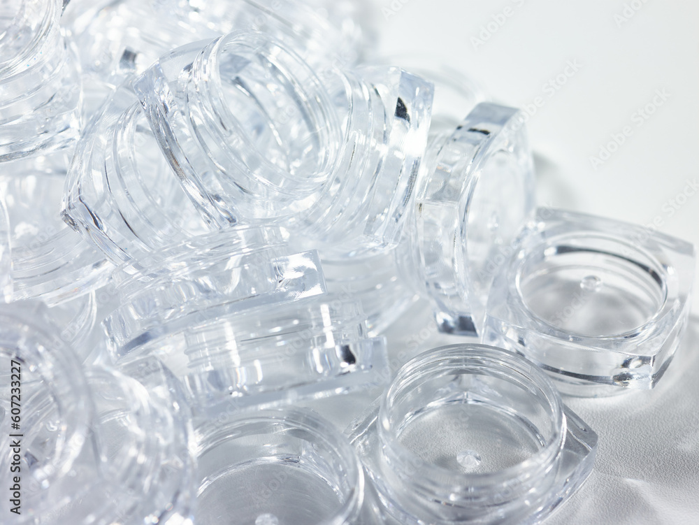 the arrangement of transparent containers the arrangement of transparent containers
