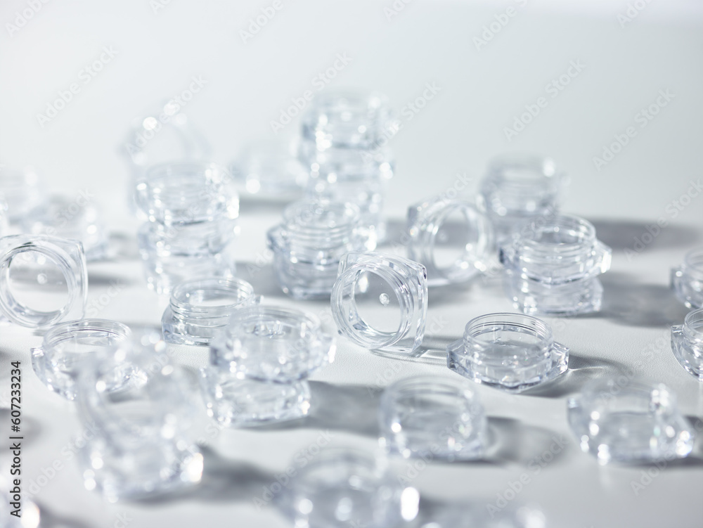 the arrangement of transparent containers the arrangement of transparent containers