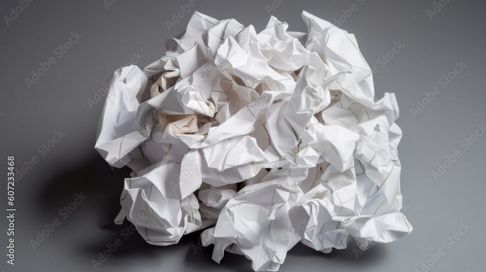 White crumpled paper ball isolated with black gradient background Generative AI White crumpled paper ball isolated with black gradient background Generative AI