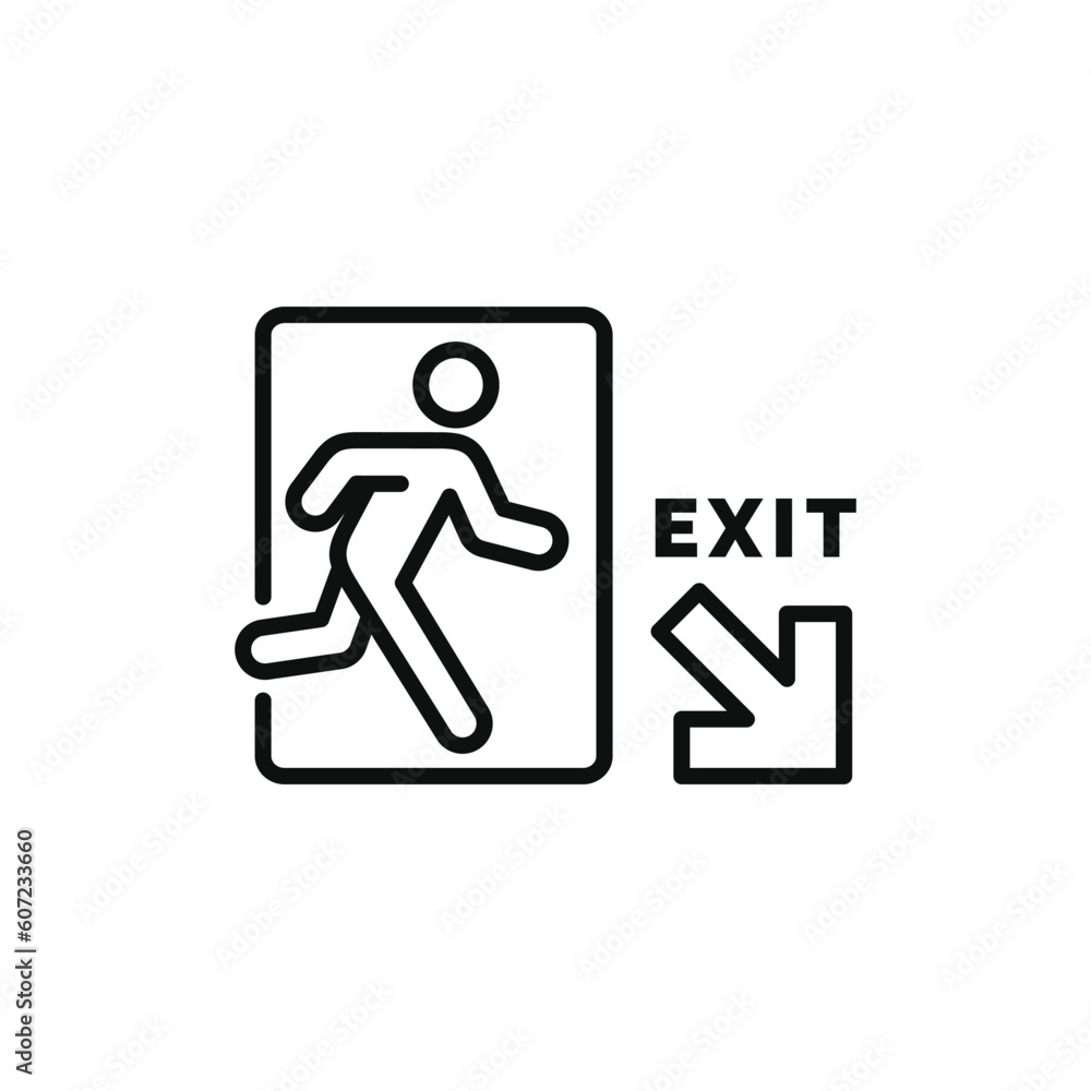 Emergency exit symbol icon isolated on white background Emergency exit symbol icon isolated on white background