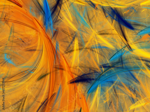 Wallpaper Mural blue and orange abstract fractal background 3d rendering illustration Torontodigital.ca